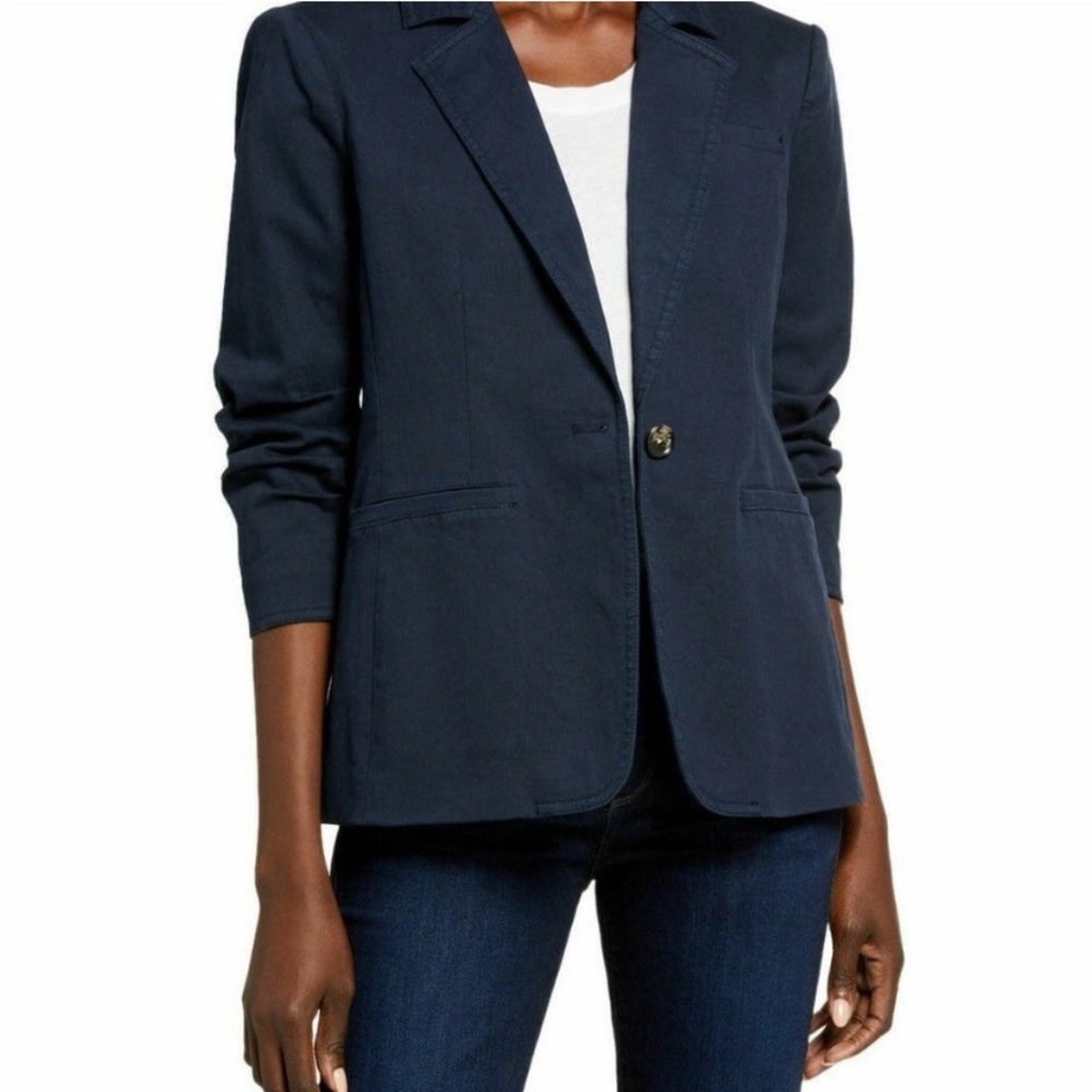 cinq a sept Navy Blue Single-Button Blazer